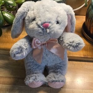Gray Plush Bunny with Pink Accents